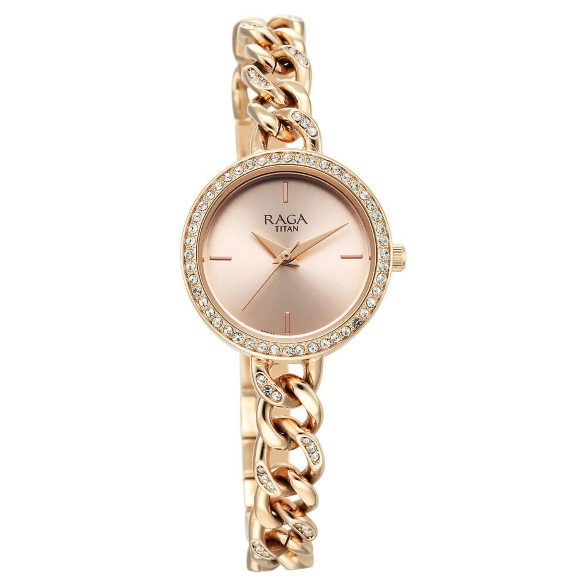 Titan Raga Showstopper Quartz Analog Rose Gold Round Dial Rose Gold Metal Strap Watch For Women - Image 6