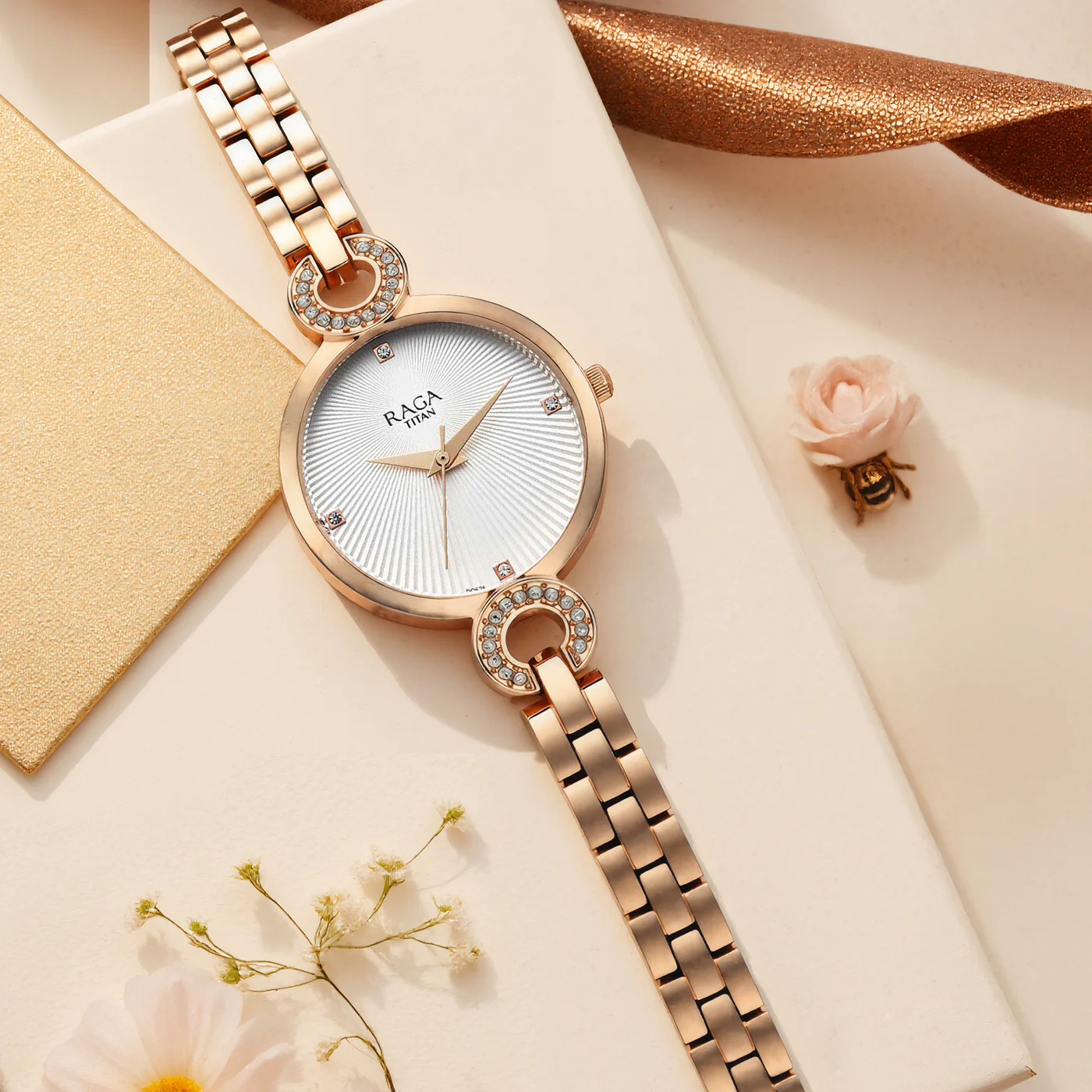 Titan Raga Showstopper Quartz Analog White Dial Metal Strap Watch for Women - Image 3