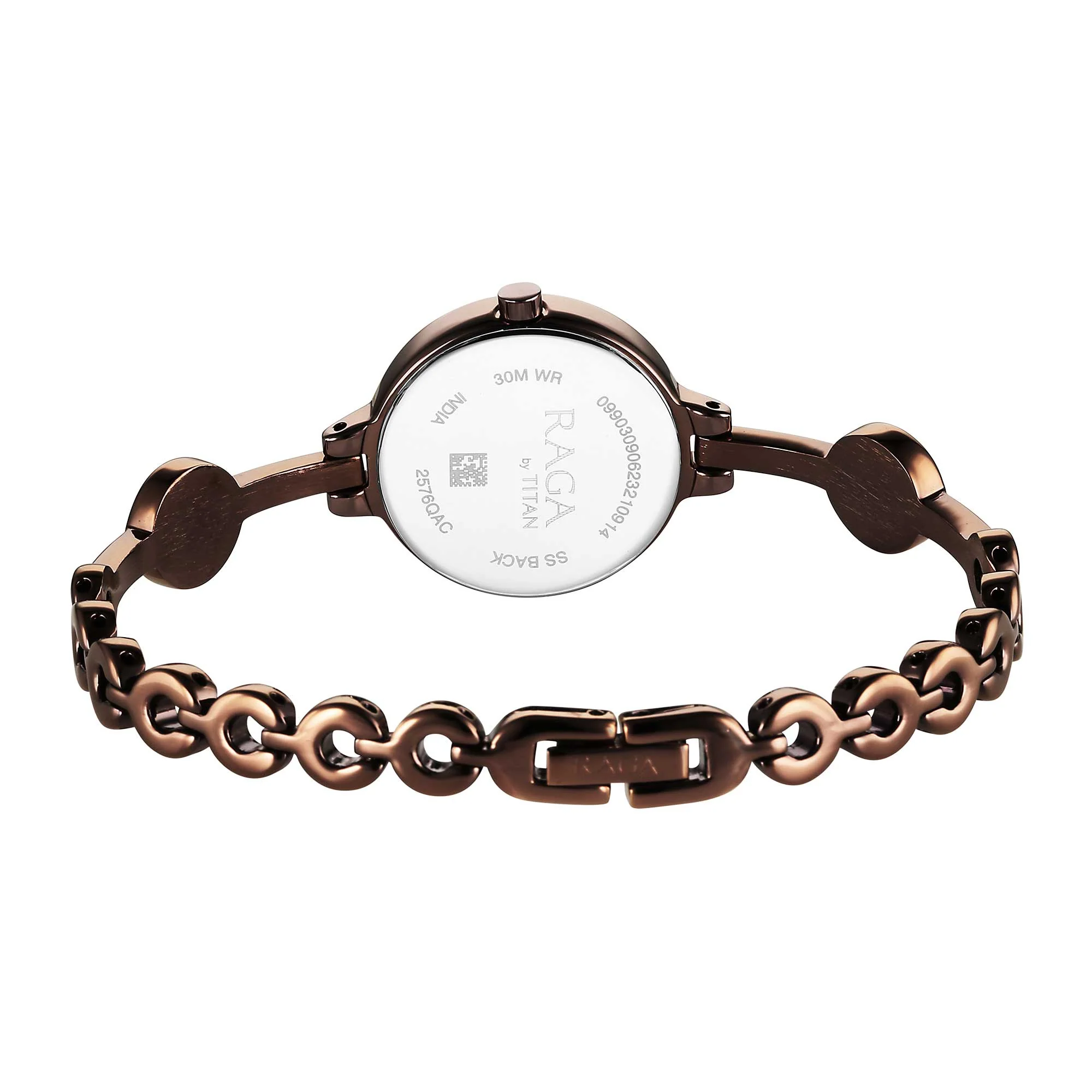 Titan Raga Viva Quartz Analog Rose Gold Dial Brown Metal Strap Watch for Women - Image 5