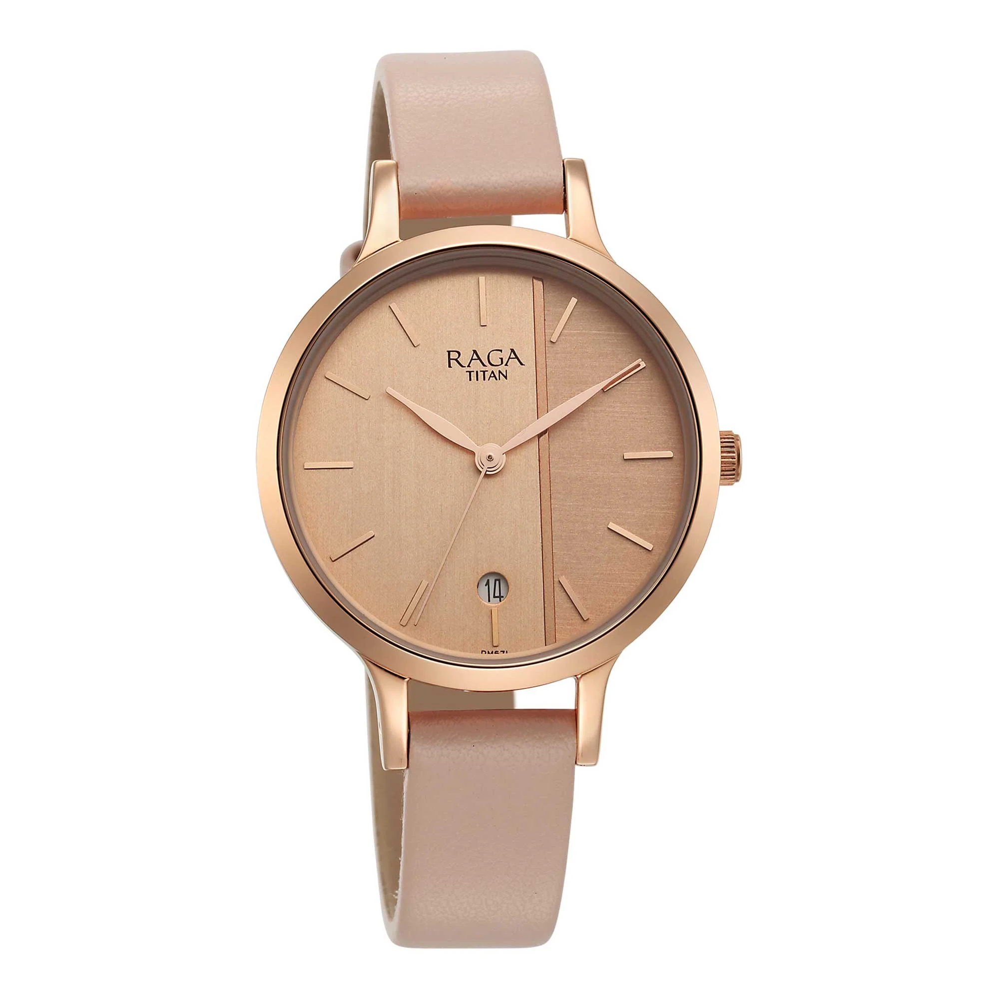 Titan Raga Viva Rose Gold Dial Analog with Date Leather Strap watch for Women - Image 2