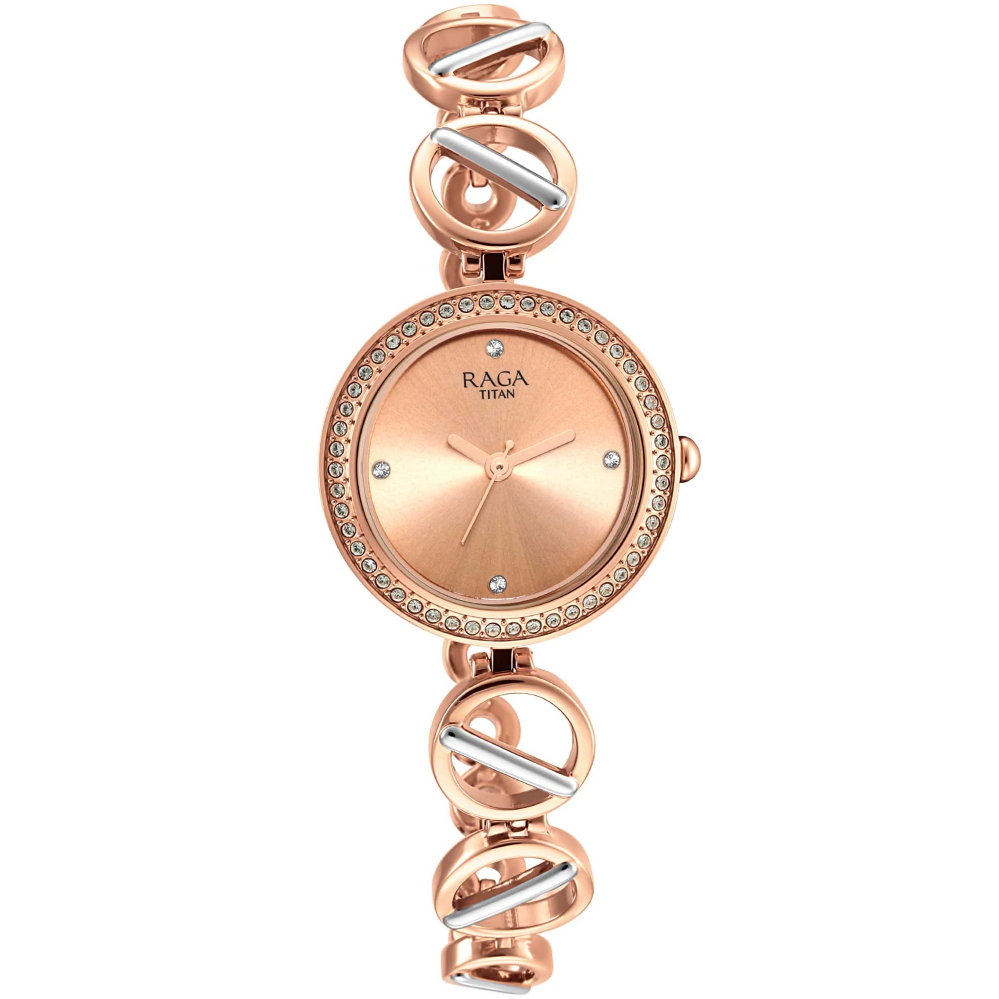 Titan Raga Viva Quartz Analog Rose Gold Dial Two Toned Metal Strap Watch For Women - Image 4