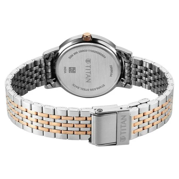 Titan Red Dial Two Toned Stainless Steel Strap Analog Watch for Women - Image 6