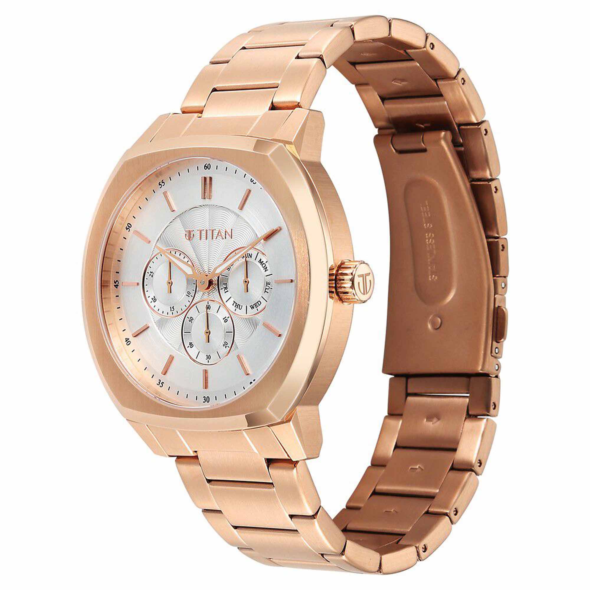 Titan Regalia Arc Analog with Day Date Second Subdial and Silver Dial Rose Gold Stainless Steel Strap Watch for Men - Image 3