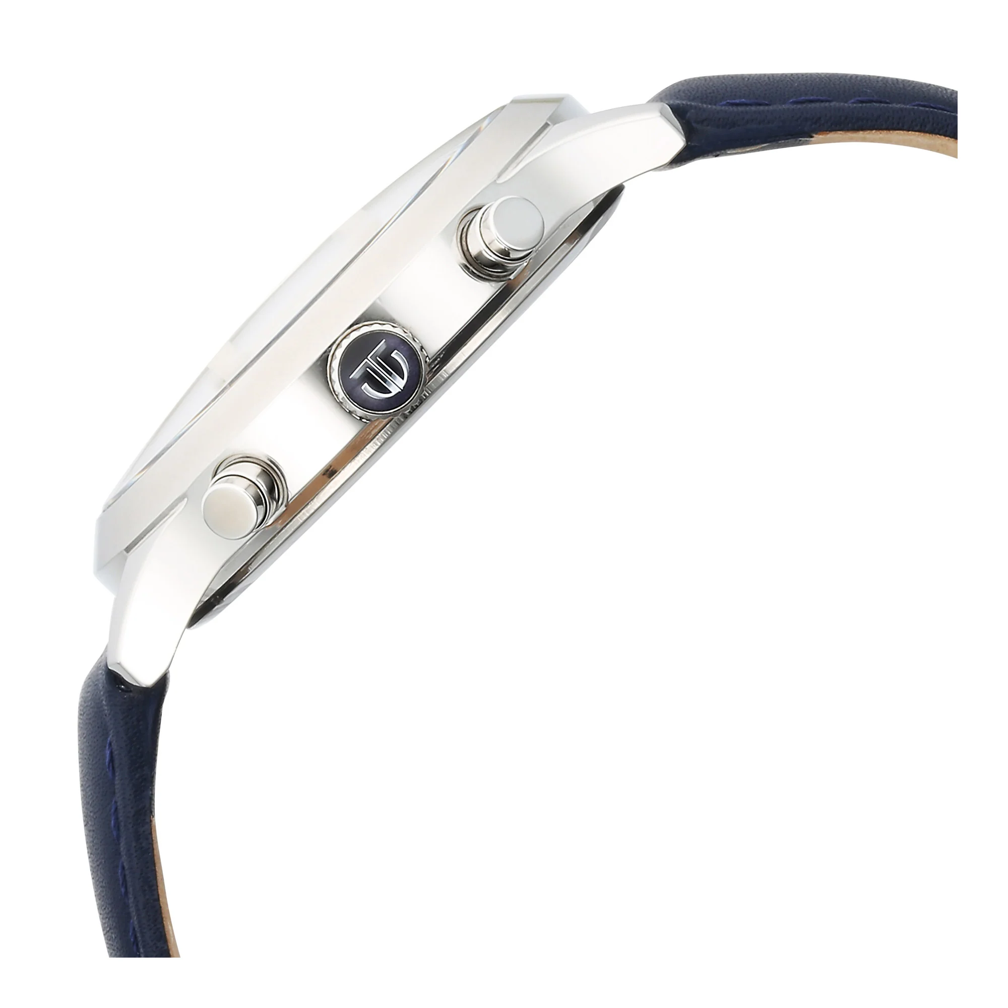 Titan Sapphire Quartz Multifunction Silver Dial Leather Strap Watch for Men - Image 2