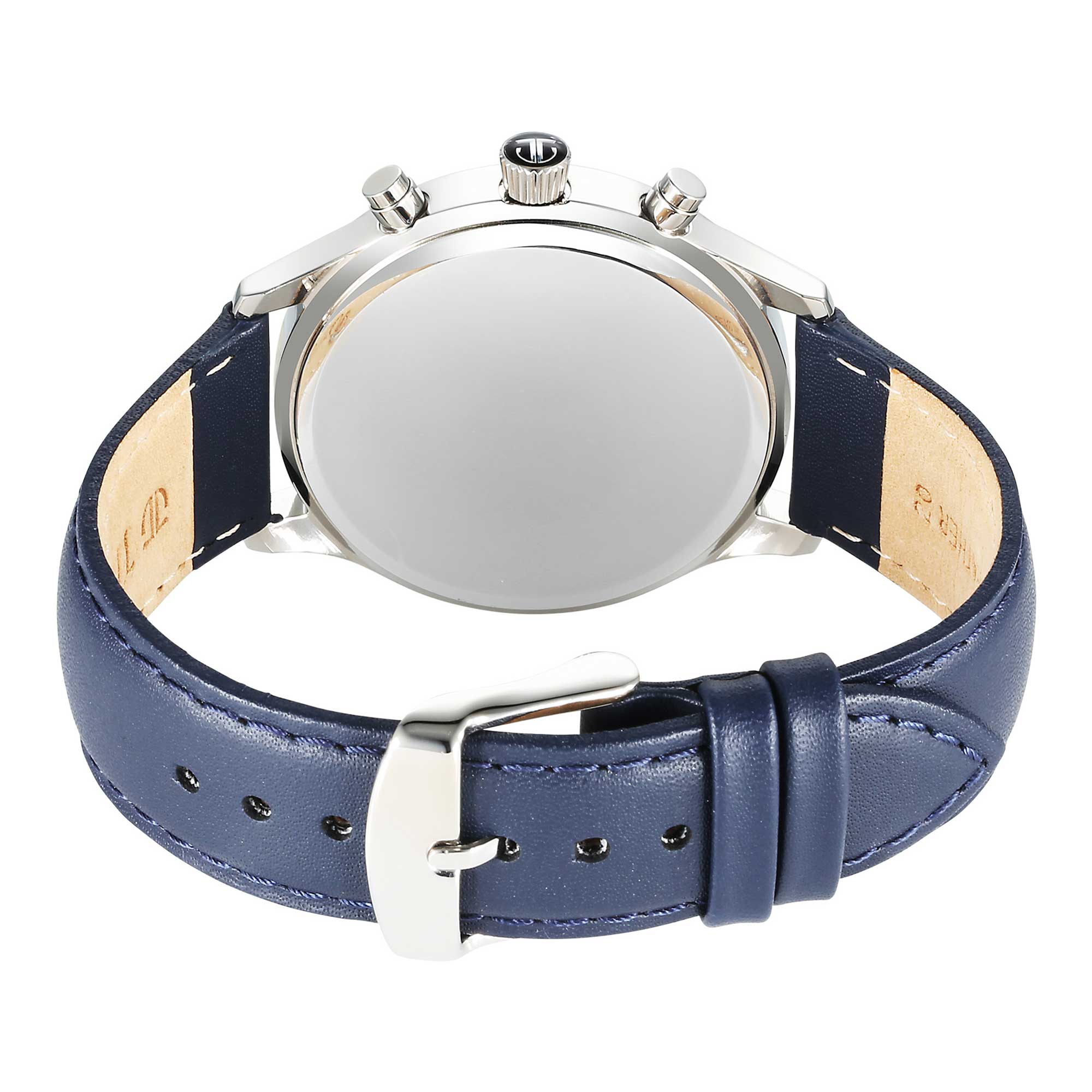 Titan Sapphire Quartz Multifunction Silver Dial Leather Strap Watch for Men - Image 3