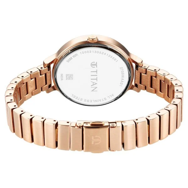 Titan Quartz Analog Blue Dial Metal Strap Watch For Women - Image 4