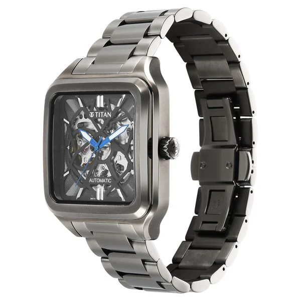 Titan Shaped Automatics Anthracite Dial Grey Stainless Steel Strap watch for Men - Image 3