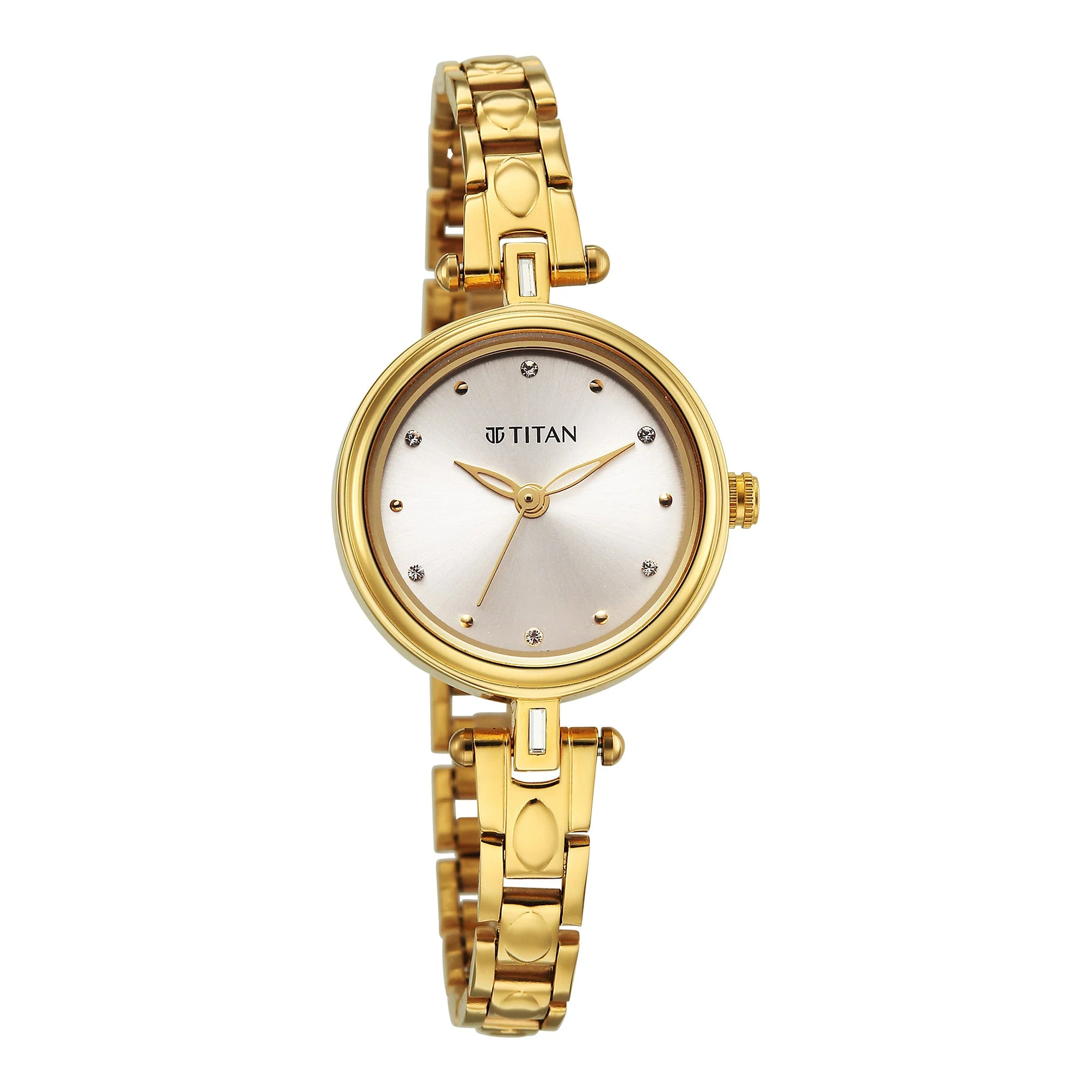Titan Silver Dial Gold Metal Strap Analog Watch for Women - Image 2