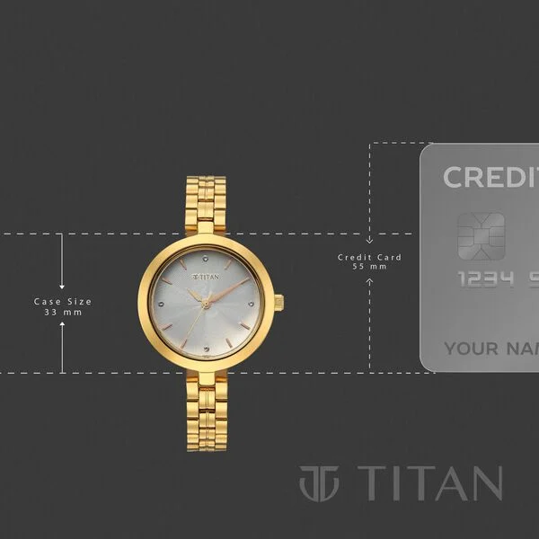 Titan Silver Dial Gold Stainless Steel Strap Analog Watch for Women - Image 4