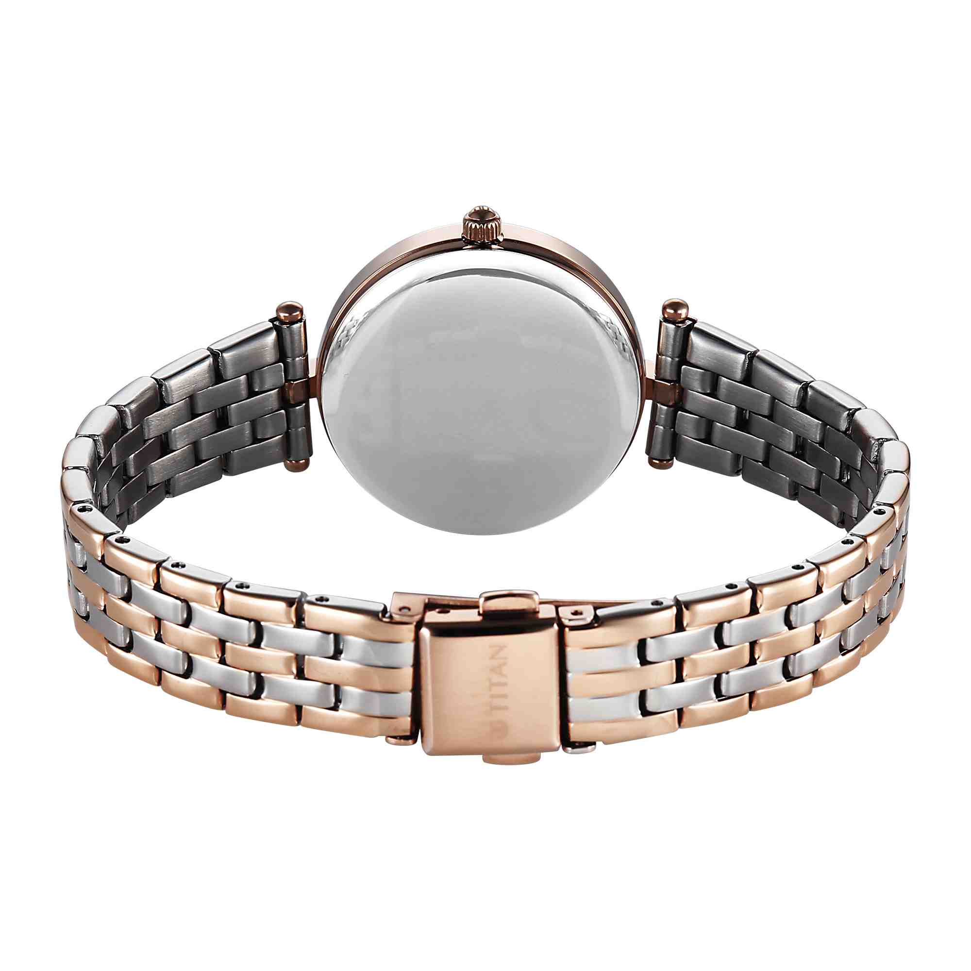Titan Silver Dial Two Toned Metal Strap Analog Quartz Watch for Women - Image 3