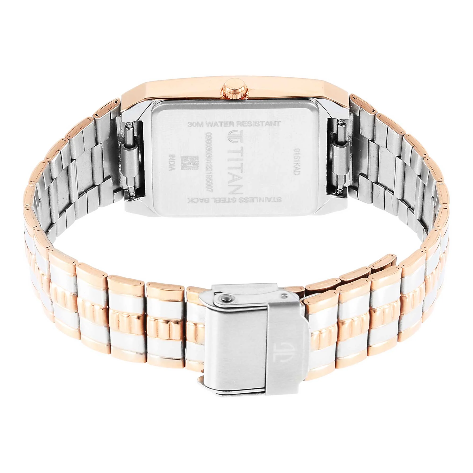 Titan Silver Rectangular Dial Two Toned Stainless Steel Strap Analog Watch for Men - Image 5