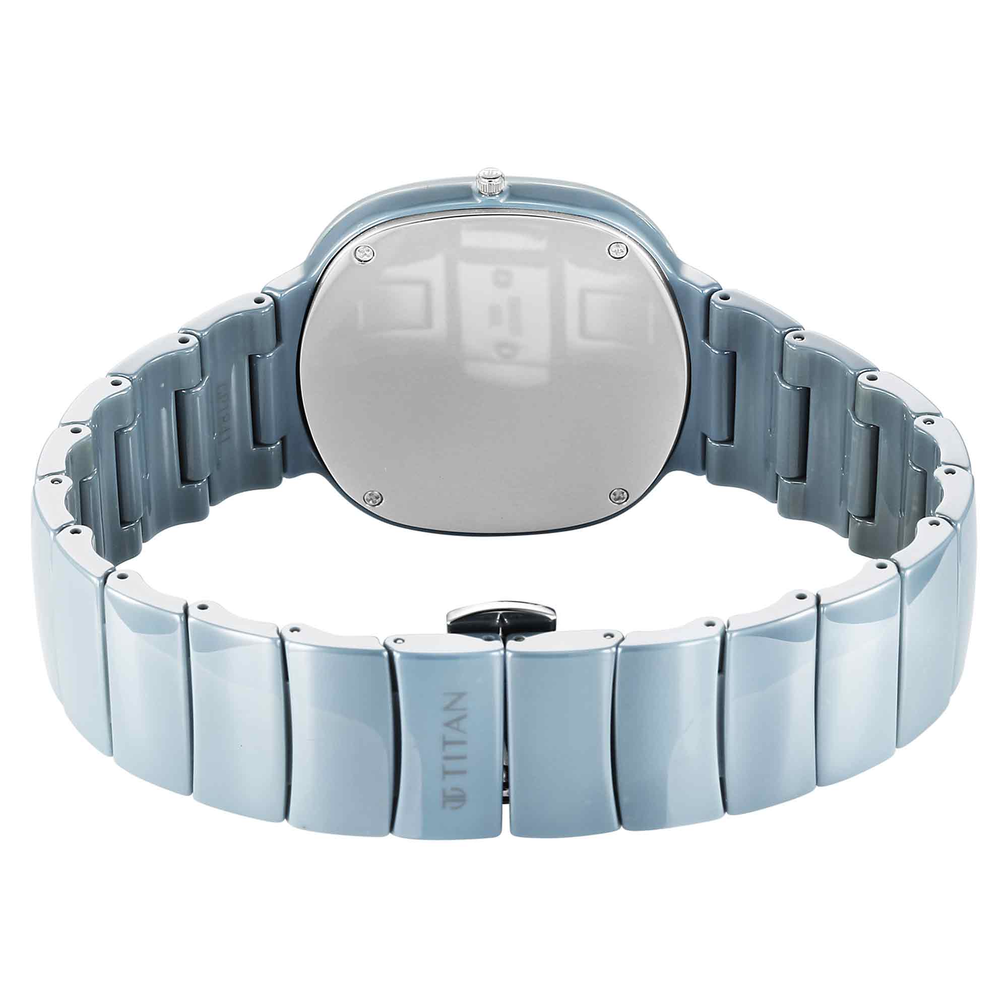 Titan Squircle Blue Dial Ceramic Strap Analog Watch for Unisex - Image 3