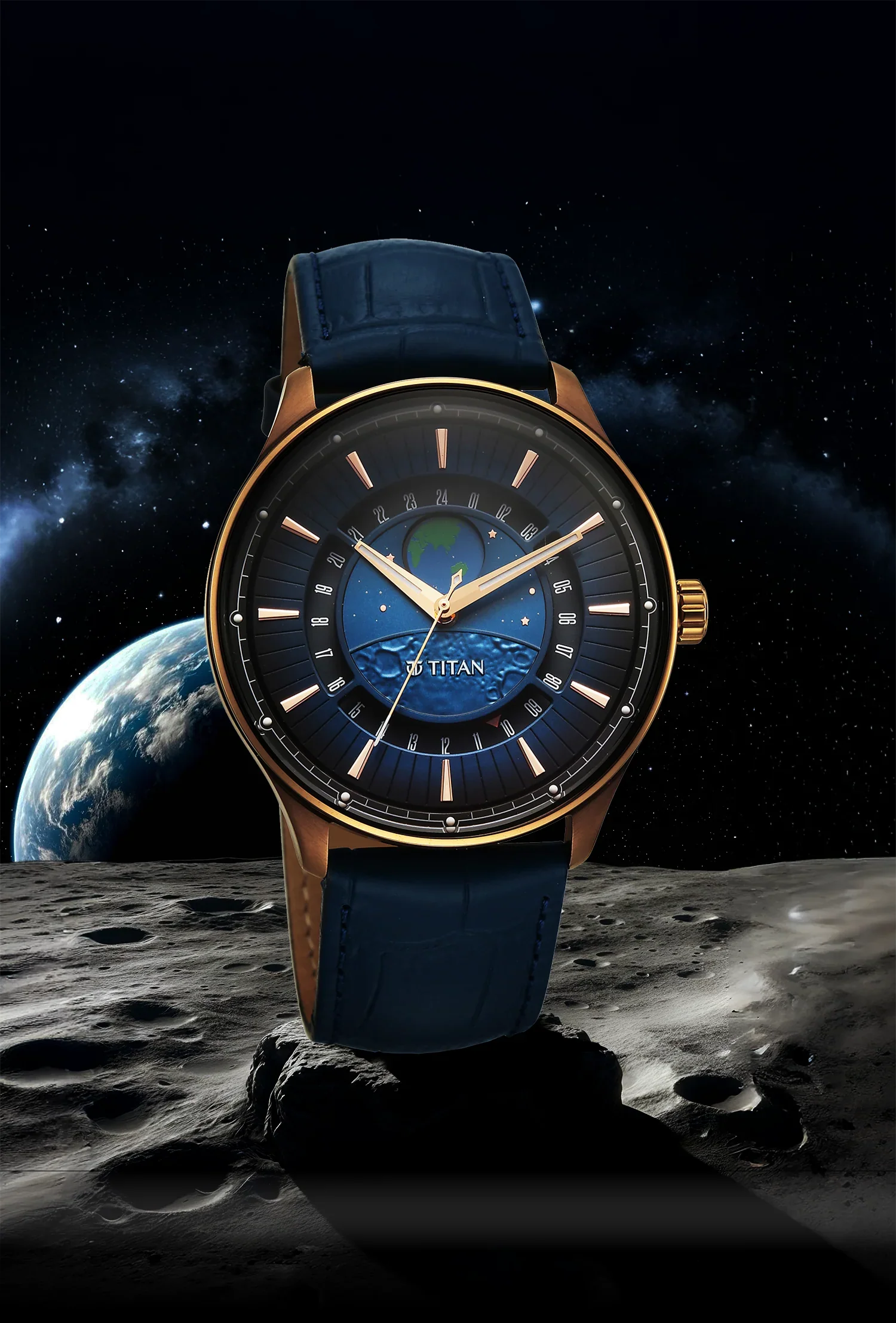 Titan Stellar Earth Disc Blue Dial Watch - Image 3
