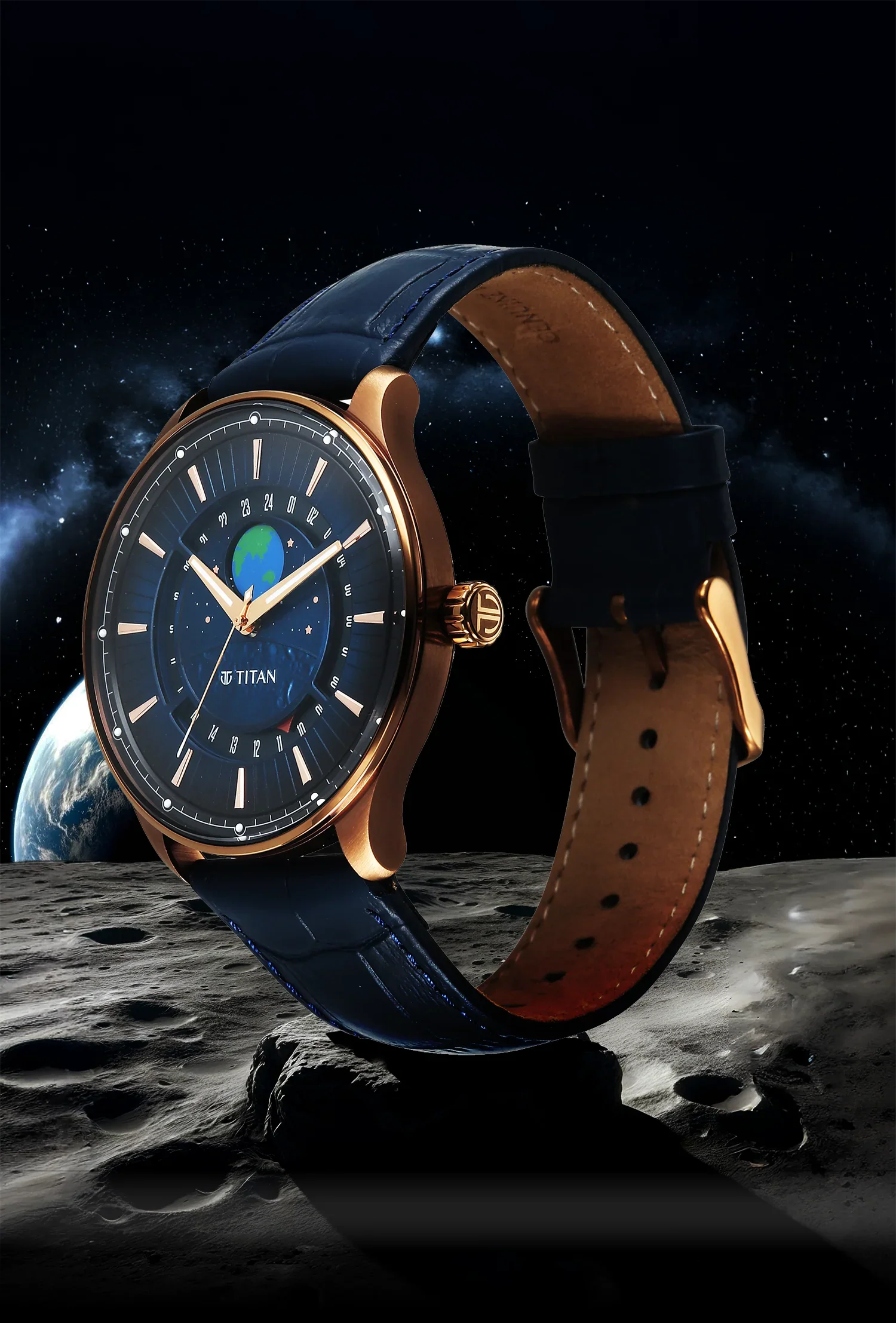 Titan Stellar Earth Disc Blue Dial Watch - Image 4