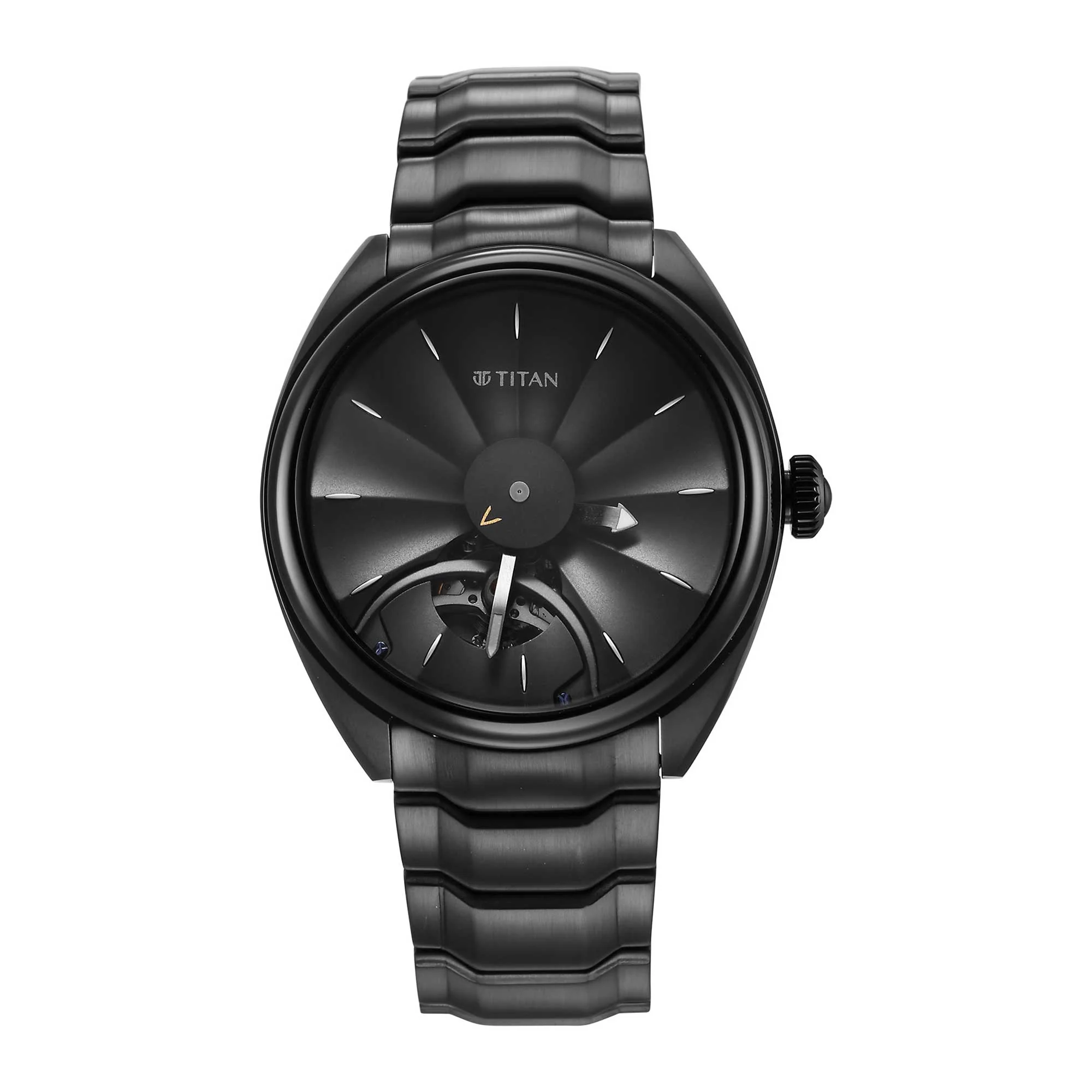 Titan Stellar Black Dial Stainless Steel Strap Automatic Watch - Image 2