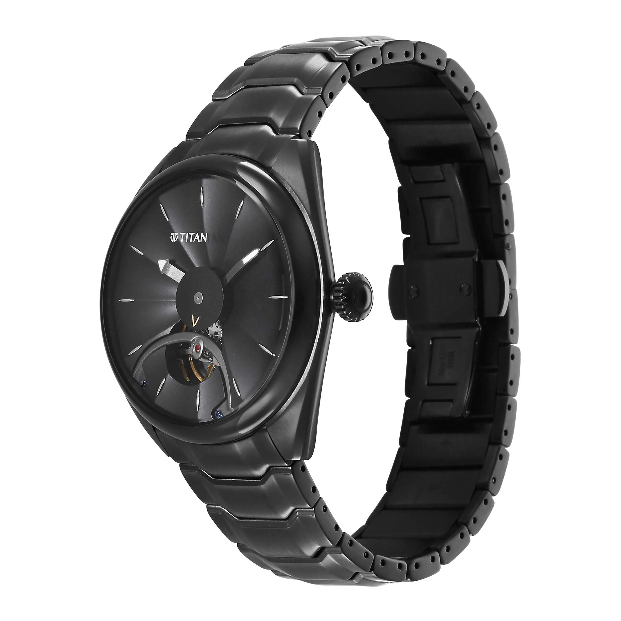 Titan Stellar Black Dial Stainless Steel Strap Automatic Watch - Image 4