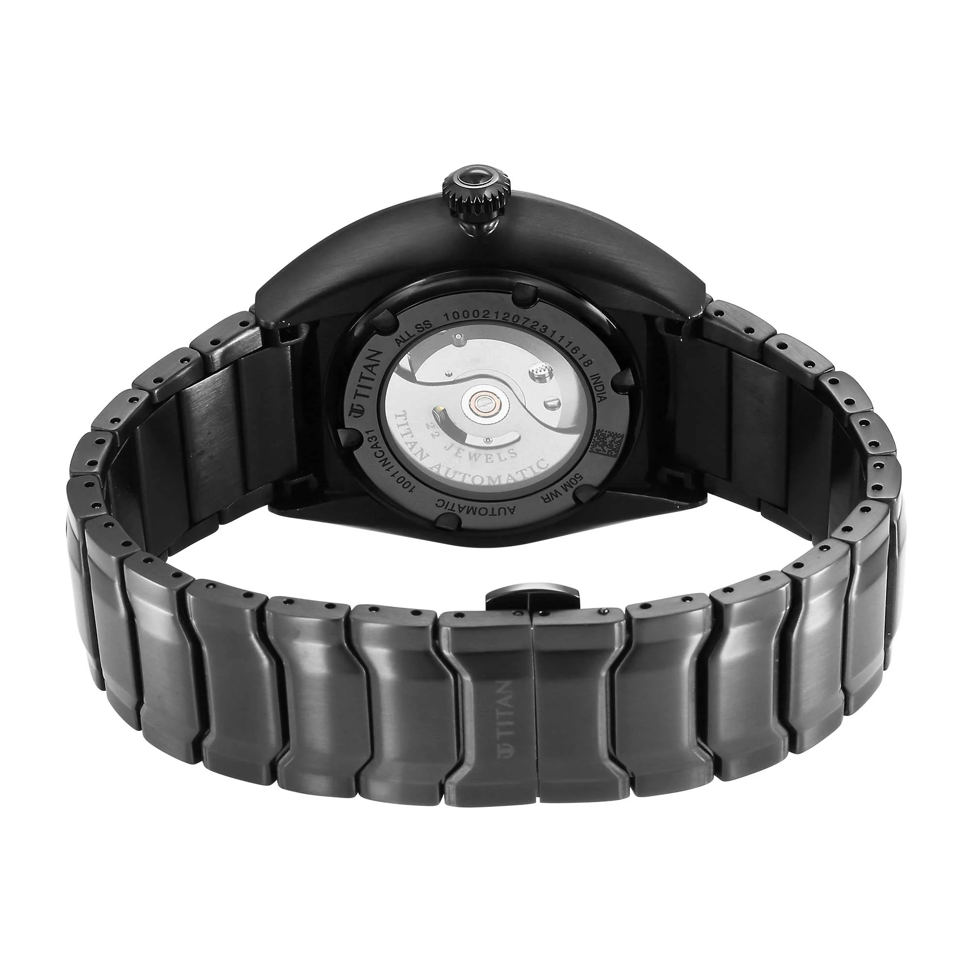 Titan Stellar Black Dial Stainless Steel Strap Automatic Watch - Image 6