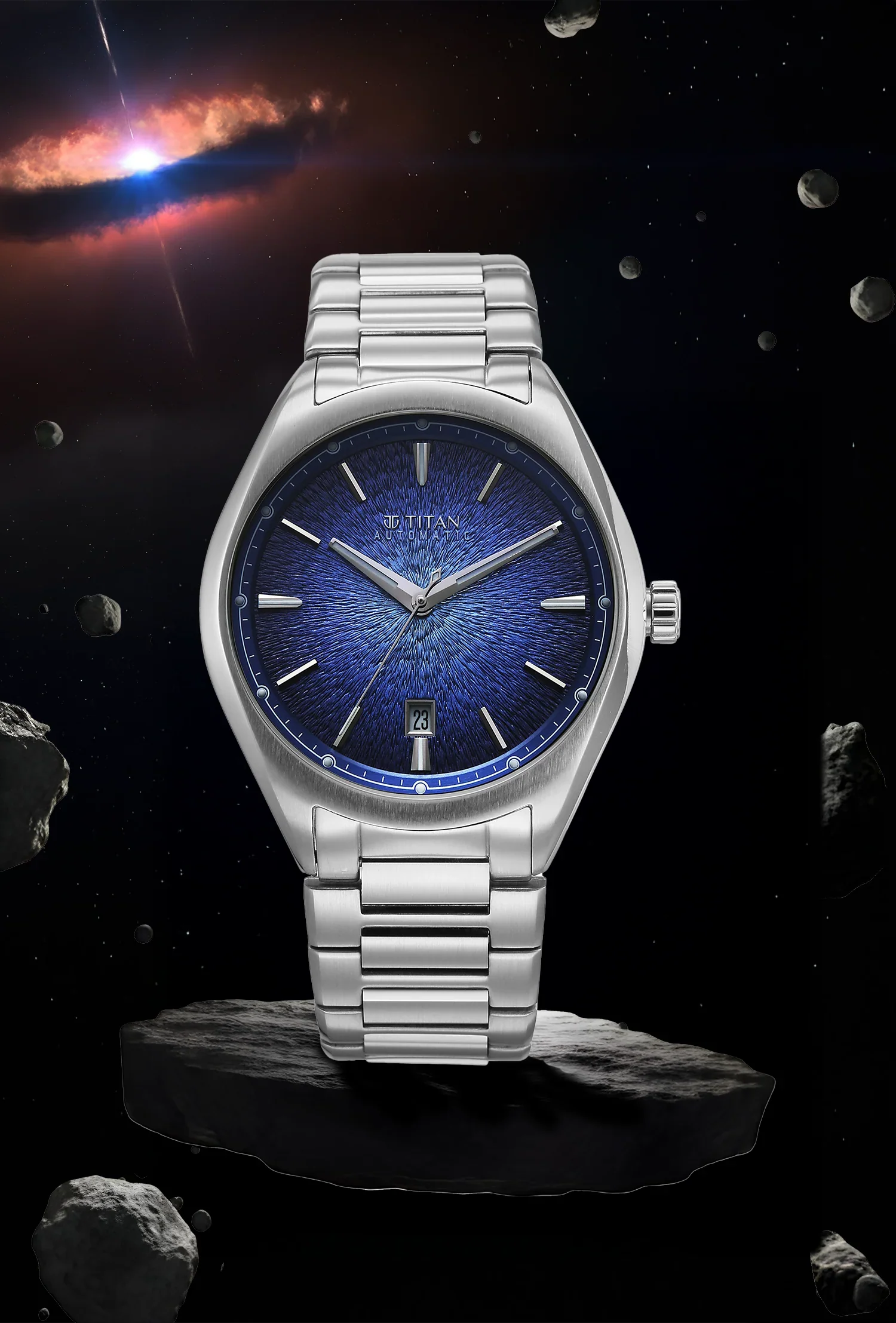 Titan Stellar Starburst Blue Dial Concealed Automatic Watch - Image 2
