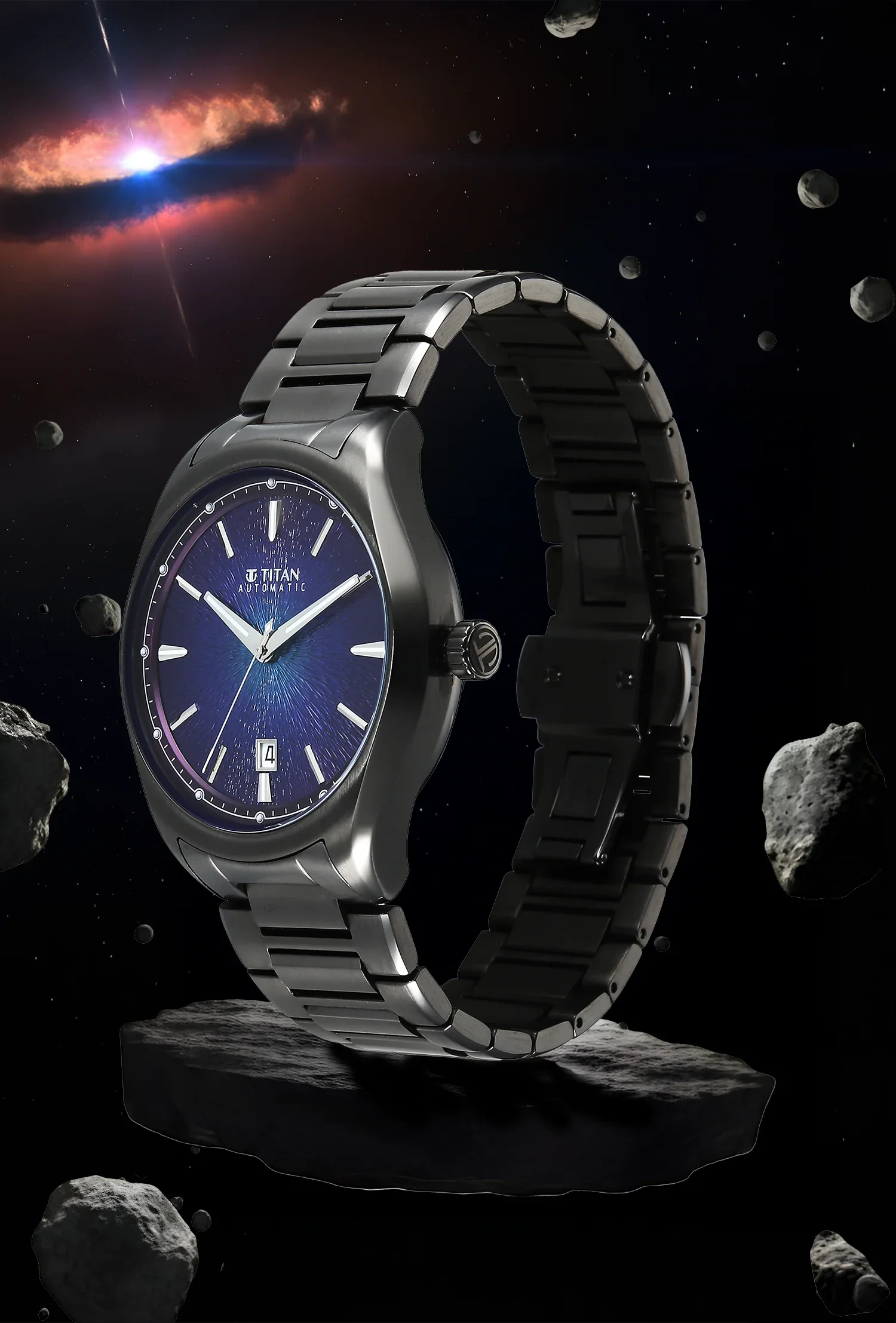 Titan Stellar Starburst Violet Dial Concealed Automatic Watch - Image 4