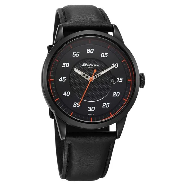 Titan Octane Quartz Analog with Date Black Dial With Black Leather Strap Watch For Men - Image 2