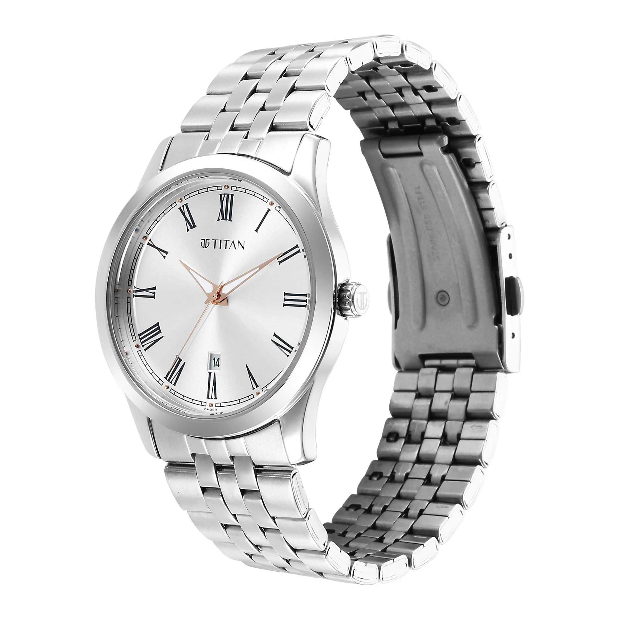 Titan Quartz Analog Silver White Dial Metal Strap Watch for Men - Image 3