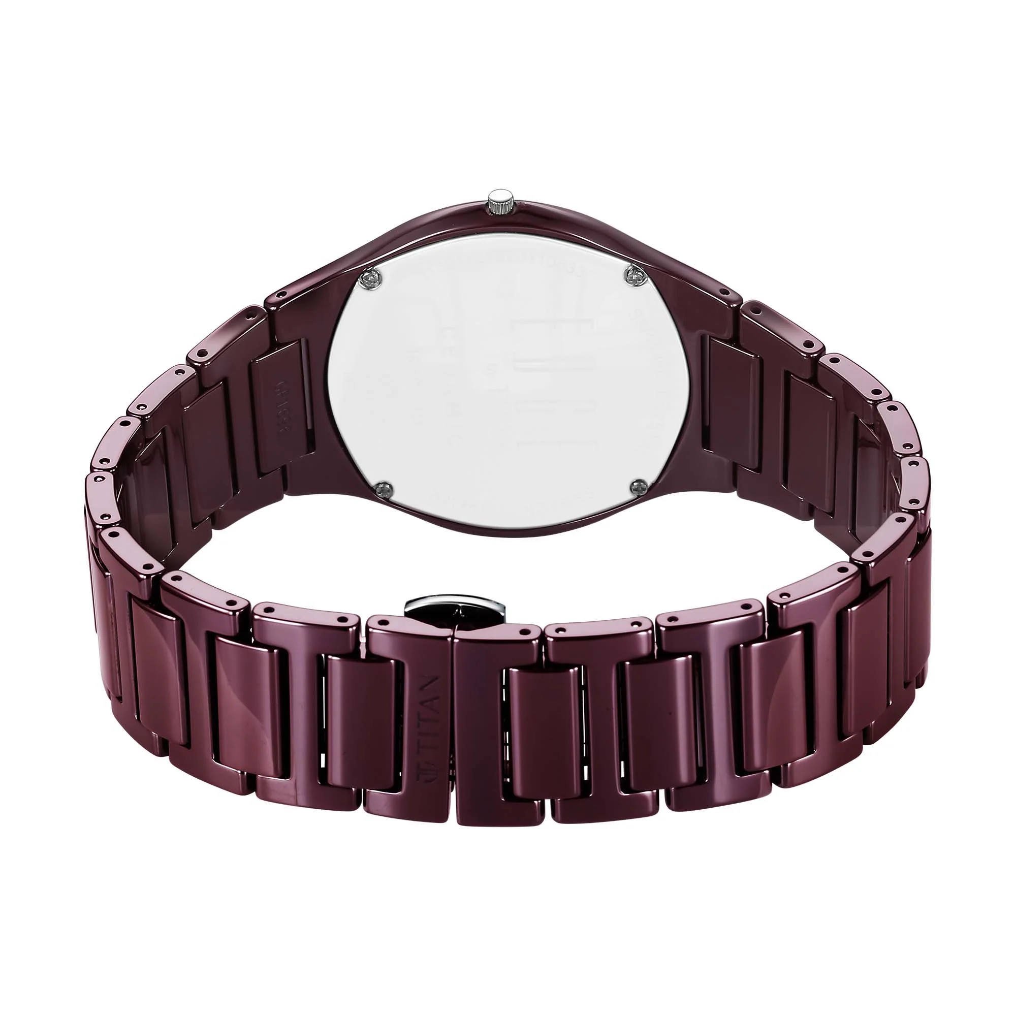 Titan Wine Ceramic Quartz Analog Maroon Dial Ceramic Strap Watch For Men - Image 4