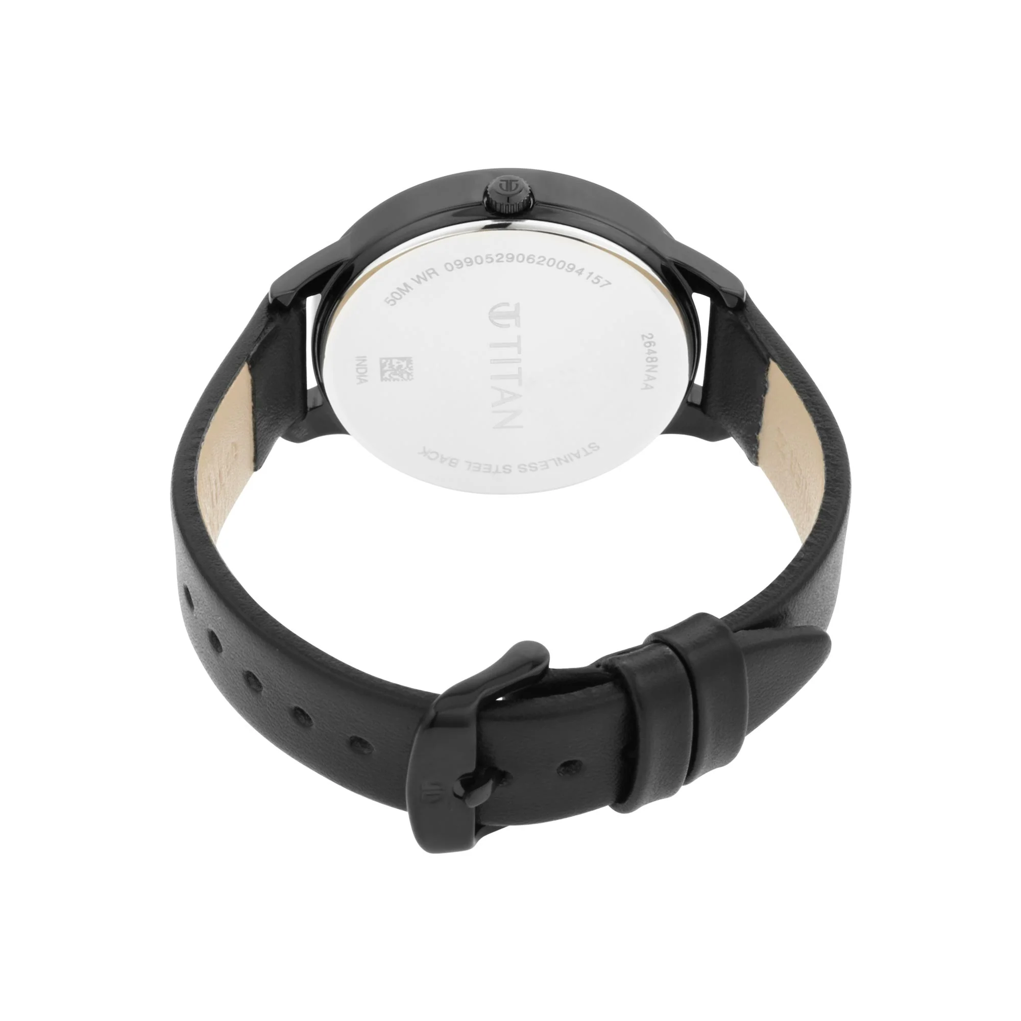 Titan Women's Precision Simplicity Watch: Black Gradient Dial with Leather Strap - Image 5