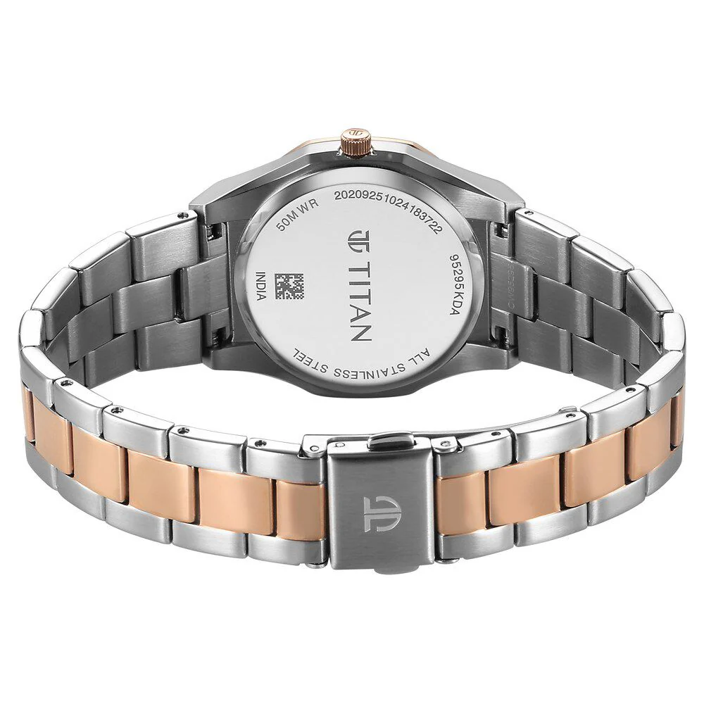Titan Workday Wonders Quartz Analog with Date Pink Mother Of Pearl Dial Stainless Steel Strap Watch For Women - Image 5