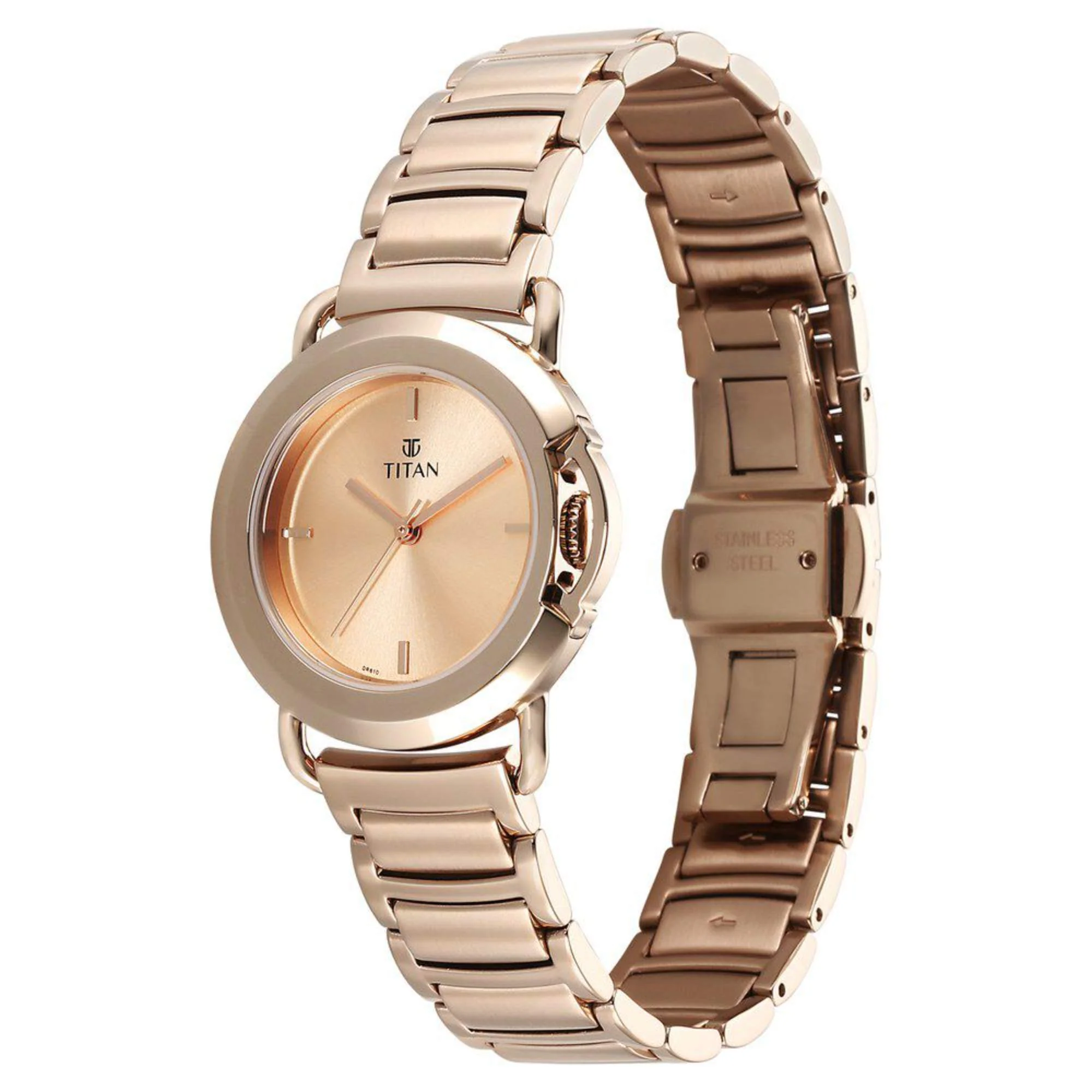 Titan Workmode Quartz Analog Rose Gold Dial Stainless Steel Strap Watch For Women - Image 3