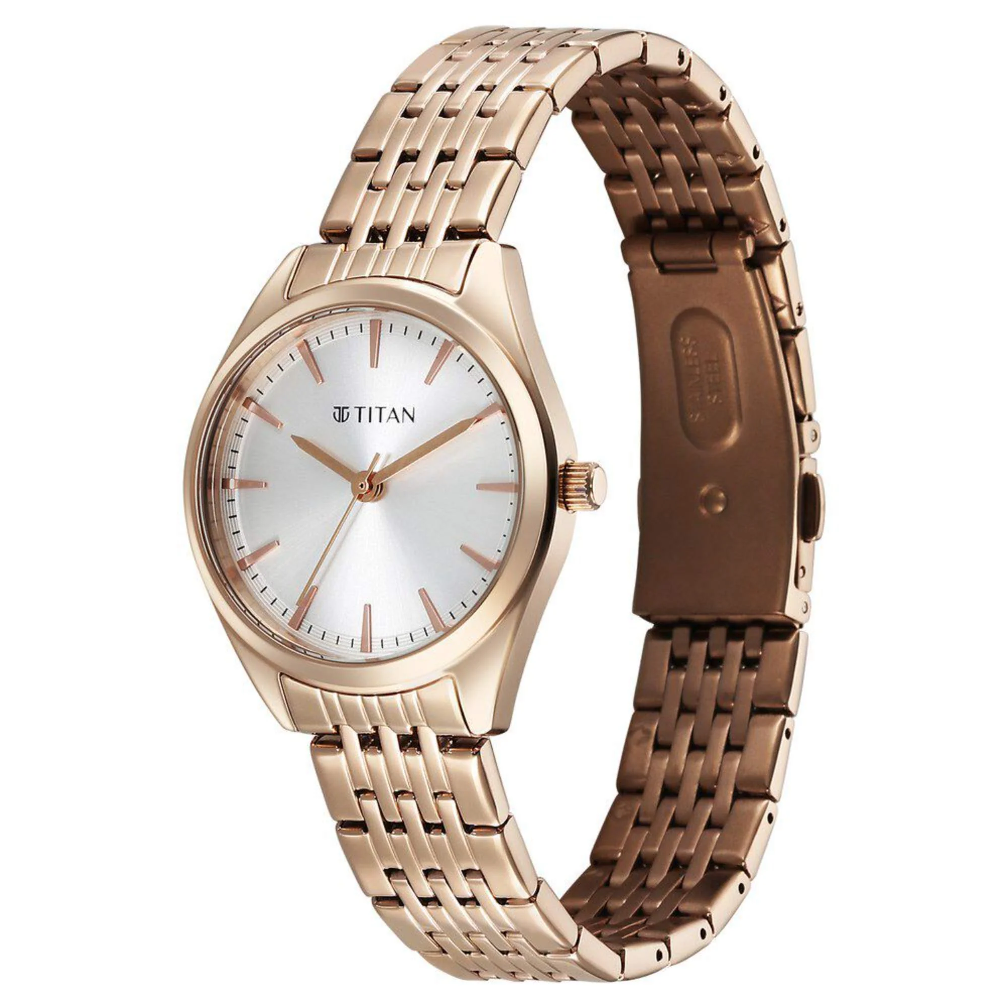 Titan Workmode Quartz Analog Silver Dial Stainless Steel Strap Watch For Women - Image 3