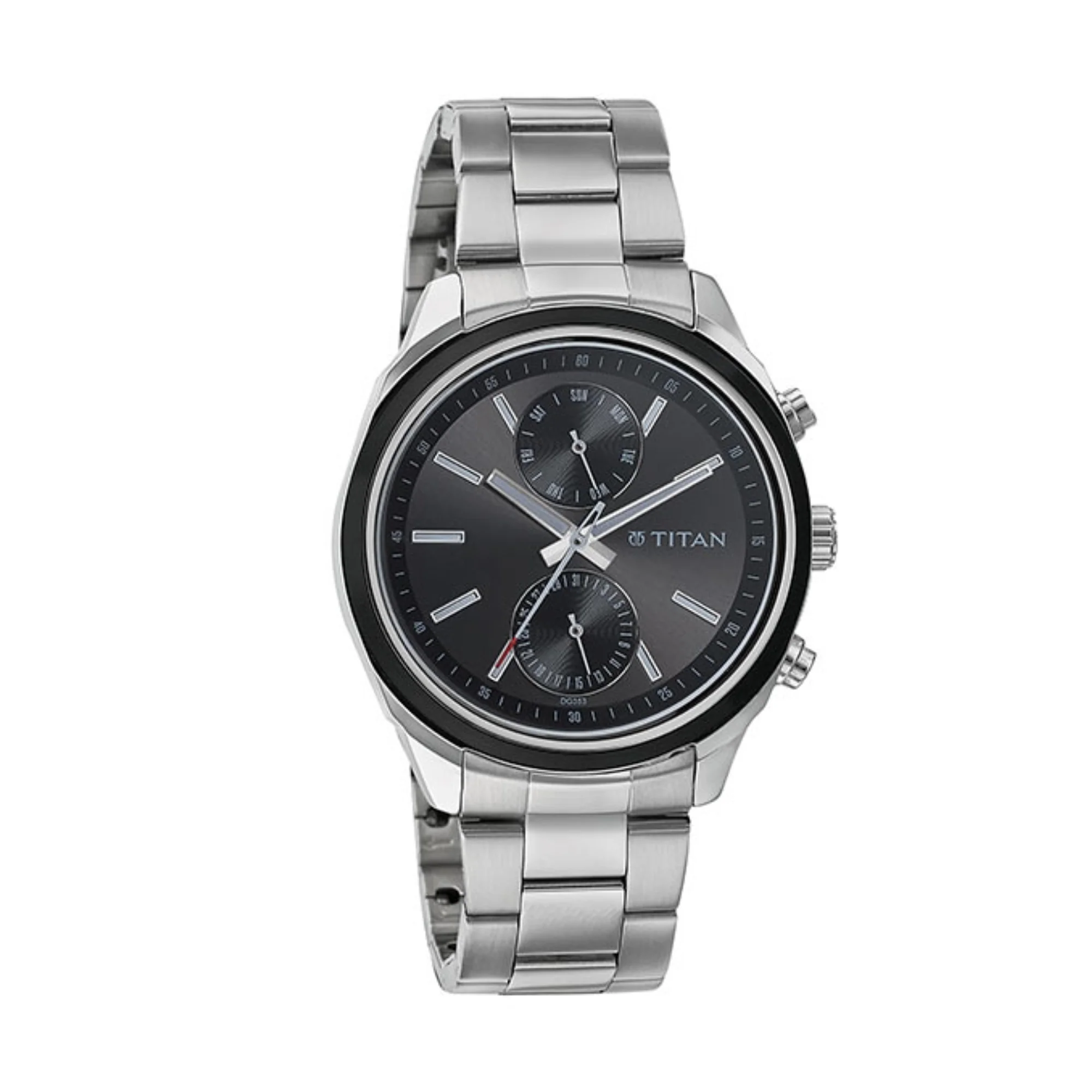 Titan Men's Metropolitan Luxe: Multifunction dark grey Dial with Two-Tone Stainless Steel Bracelet Watch - Image 2