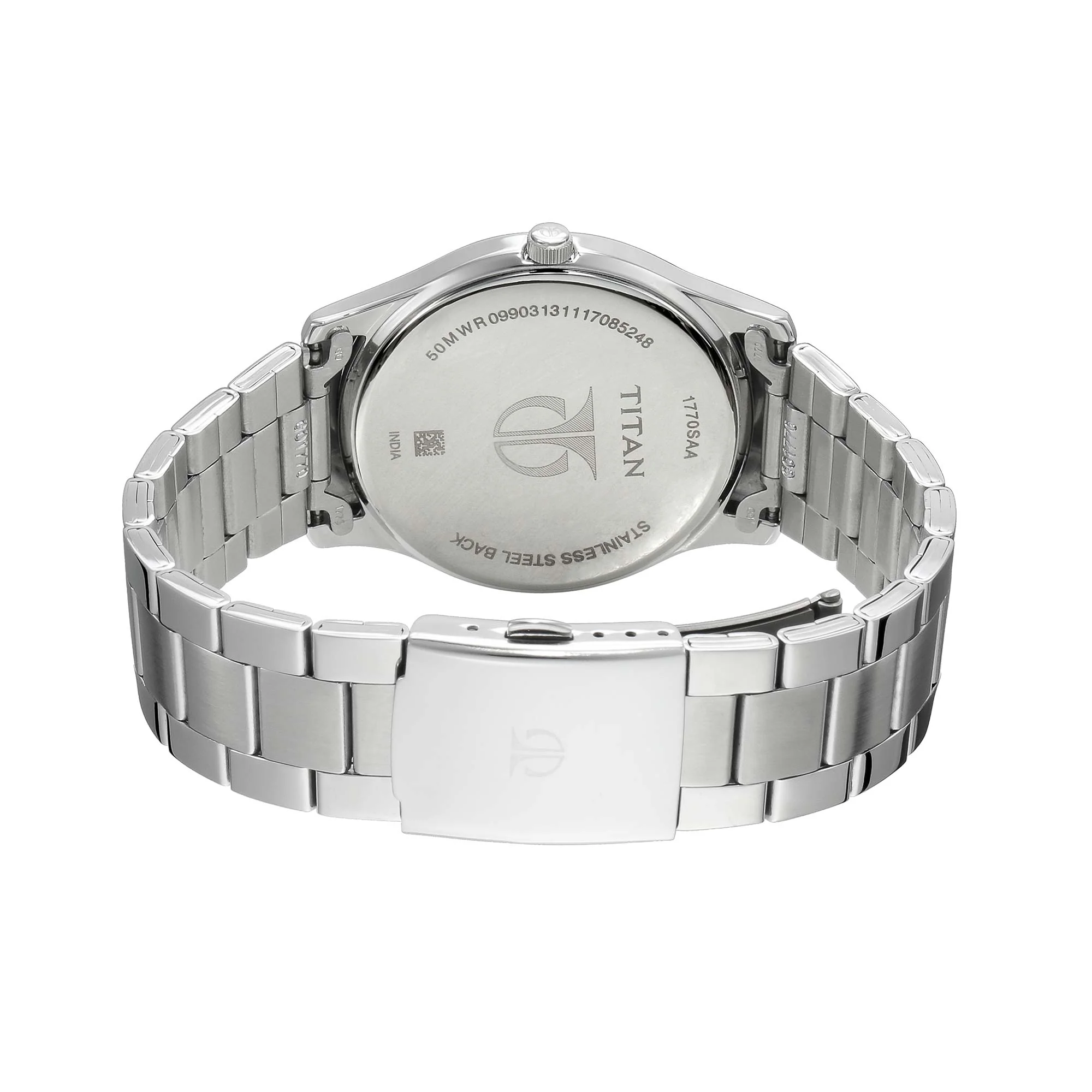 Titan Workwear Black Dial Analog with Date Stainless Steel Strap Watch for Men - Image 4