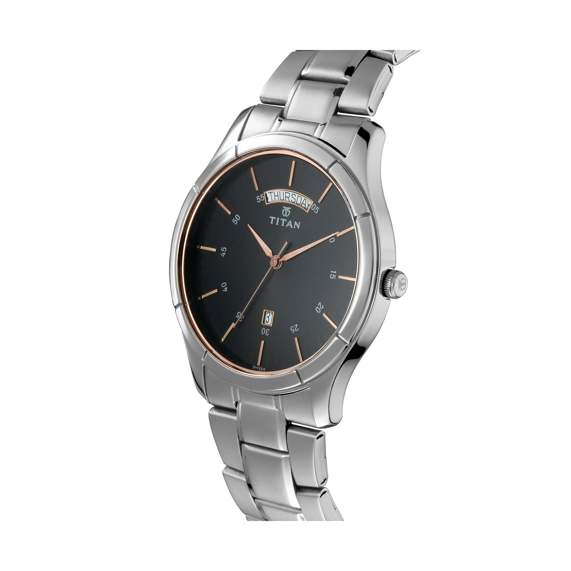 Titan Workwear Black Dial Analog with Day and Date Stainless Steel Strap watch for Men - Image 2