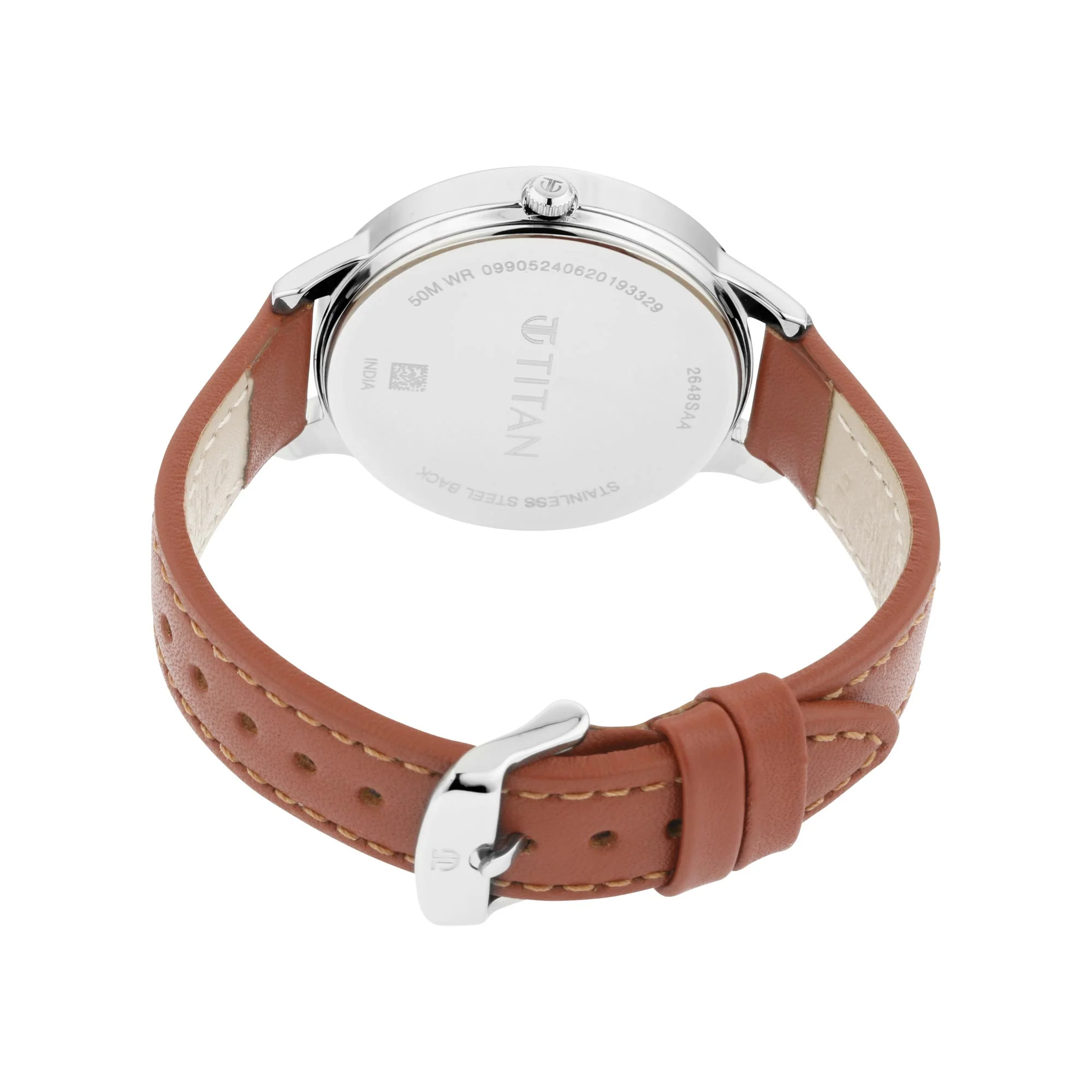 Titan Women's Precision Simplicity Watch: Grey Gradient Dial with Leather Strap - Image 5