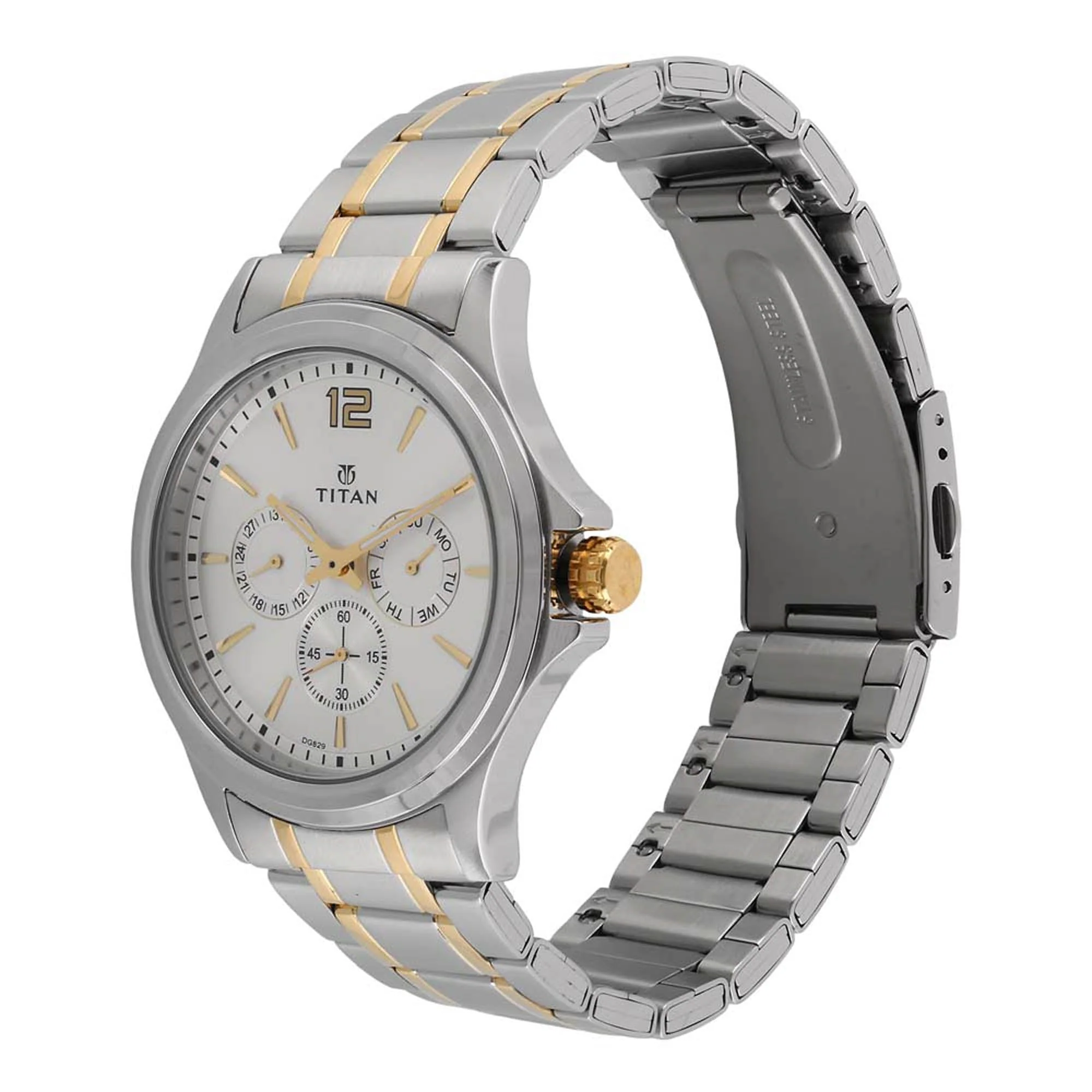 Titan Workwear Silver Dial Dual Color Stainless Steel Strap Multifunction Watch for Men - Image 2