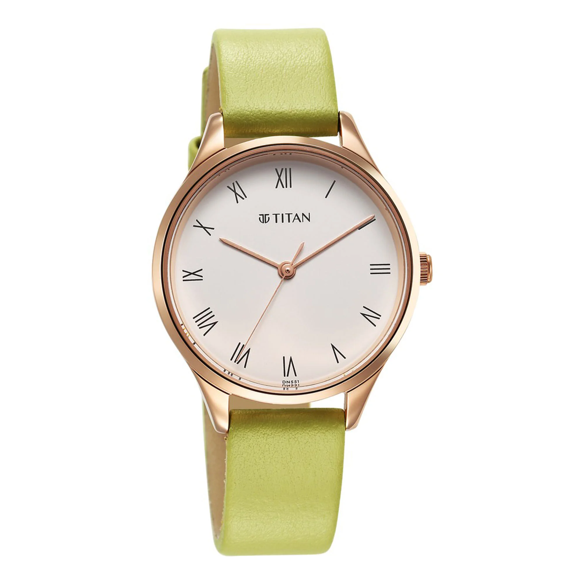 Titan Workwear White Dial Green Leather Strap Analog Watch for Women - Image 2