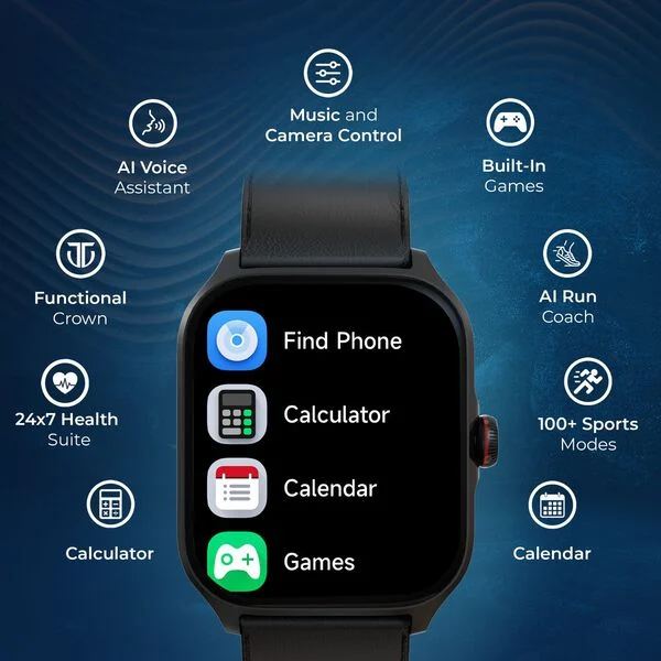Titan Zeal with 4.69 cm AMOLED Display with AOD, Functional Crown, Smartwatch with Black Mesh Strap - Image 4