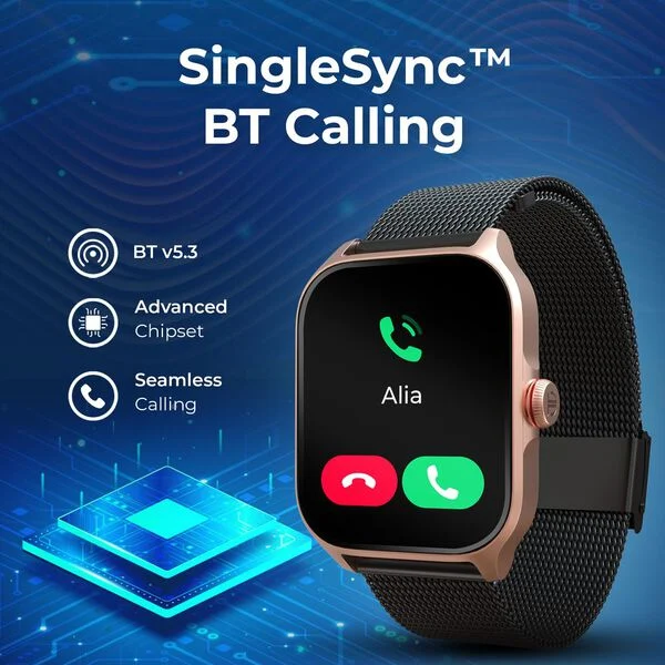 Titan Zeal with 4.69 cm AMOLED Display with AOD, Functional Crown, Smartwatch with Black Mesh Strap - Image 6