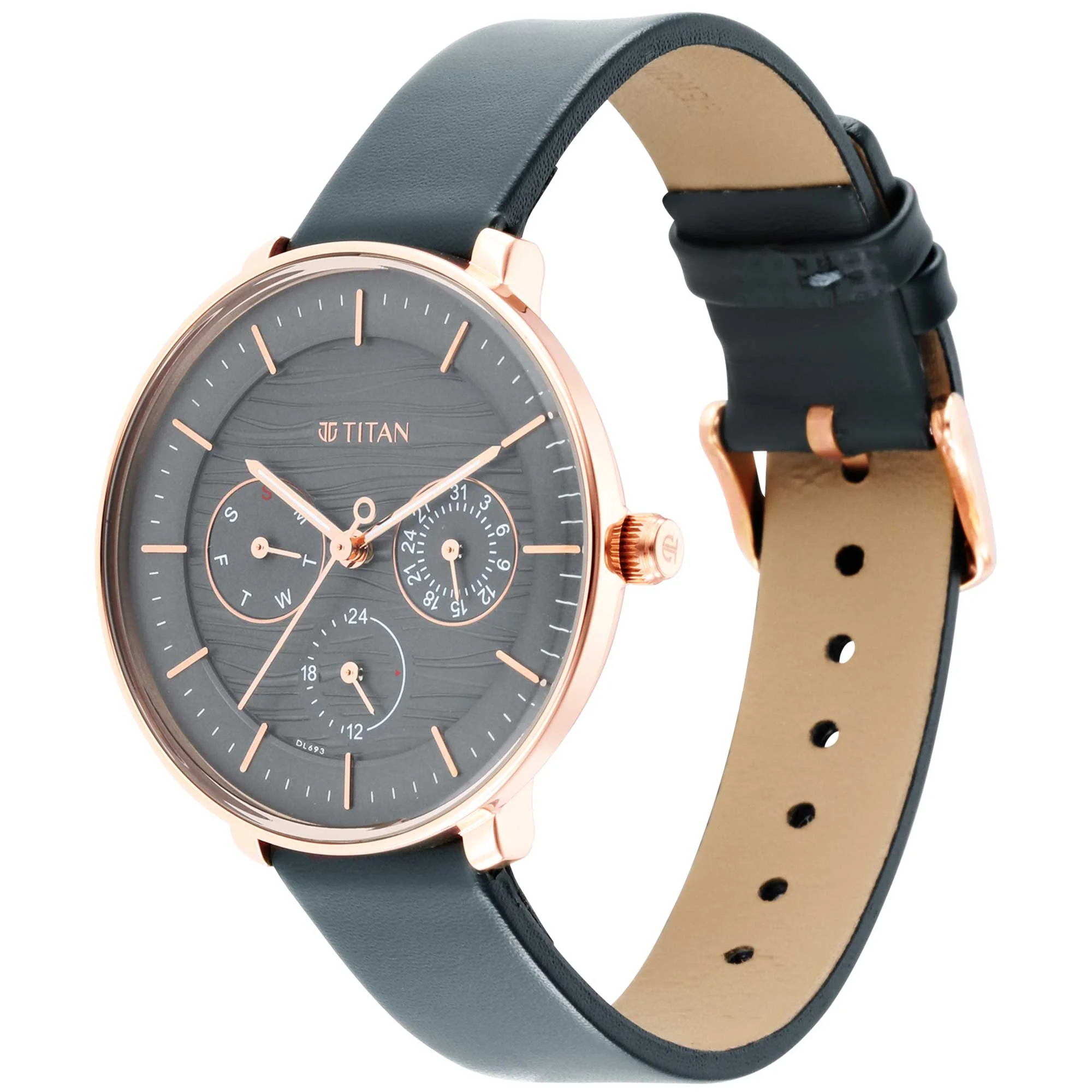 Titan Women's Svelte Black: Multi-Function Watch with Leather Strap - Image 2